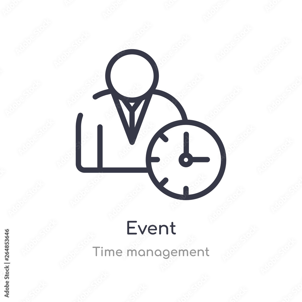 event outline icon. isolated line vector illustration from time management collection. editable thin stroke event icon on white background event outline icon. isolated line vector illustration from time management collection. editable thin stroke event icon on white background