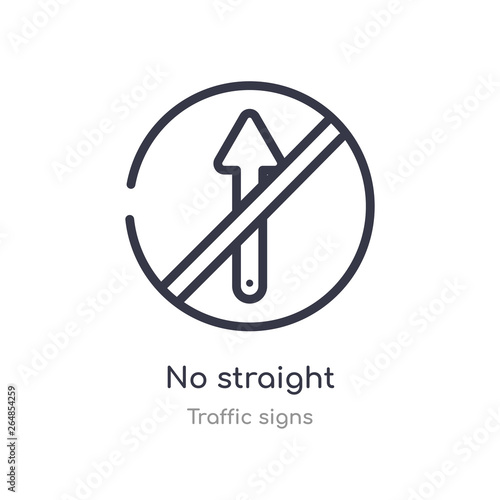 no straight outline icon. isolated line vector illustration from traffic signs collection. editable thin stroke no straight icon on white background