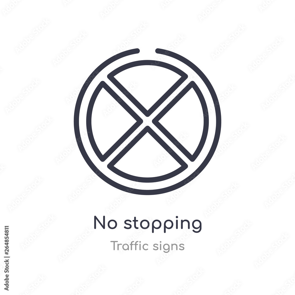 no stopping outline icon. isolated line vector illustration from traffic signs collection. editable thin stroke no stopping icon on white background no stopping outline icon. isolated line vector illustration from traffic signs collection. editable thin stroke no stopping icon on white background