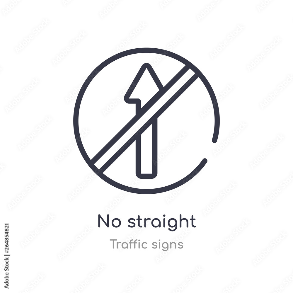 no straight outline icon. isolated line vector illustration from traffic signs collection. editable thin stroke no straight icon on white background no straight outline icon. isolated line vector illustration from traffic signs collection. editable thin stroke no straight icon on white background