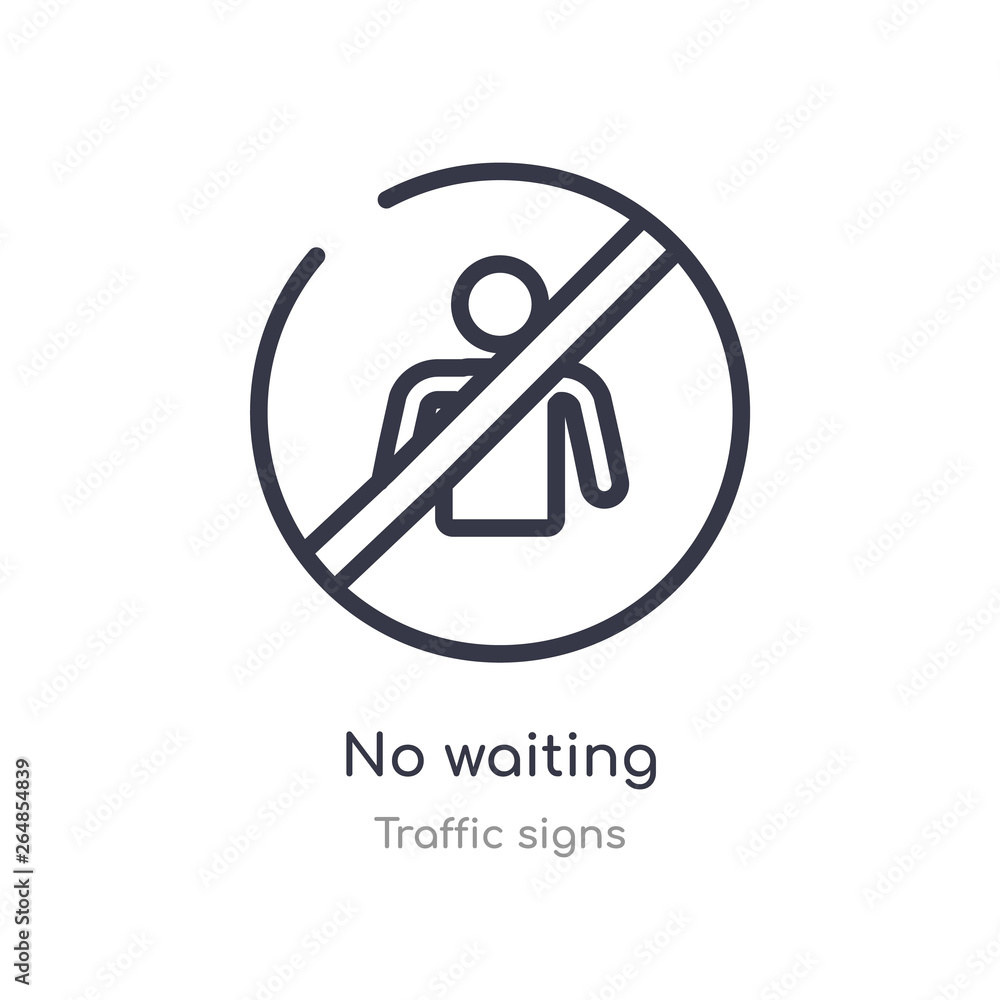 no waiting outline icon. isolated line vector illustration from traffic signs collection. editable thin stroke no waiting icon on white background no waiting outline icon. isolated line vector illustration from traffic signs collection. editable thin stroke no waiting icon on white background