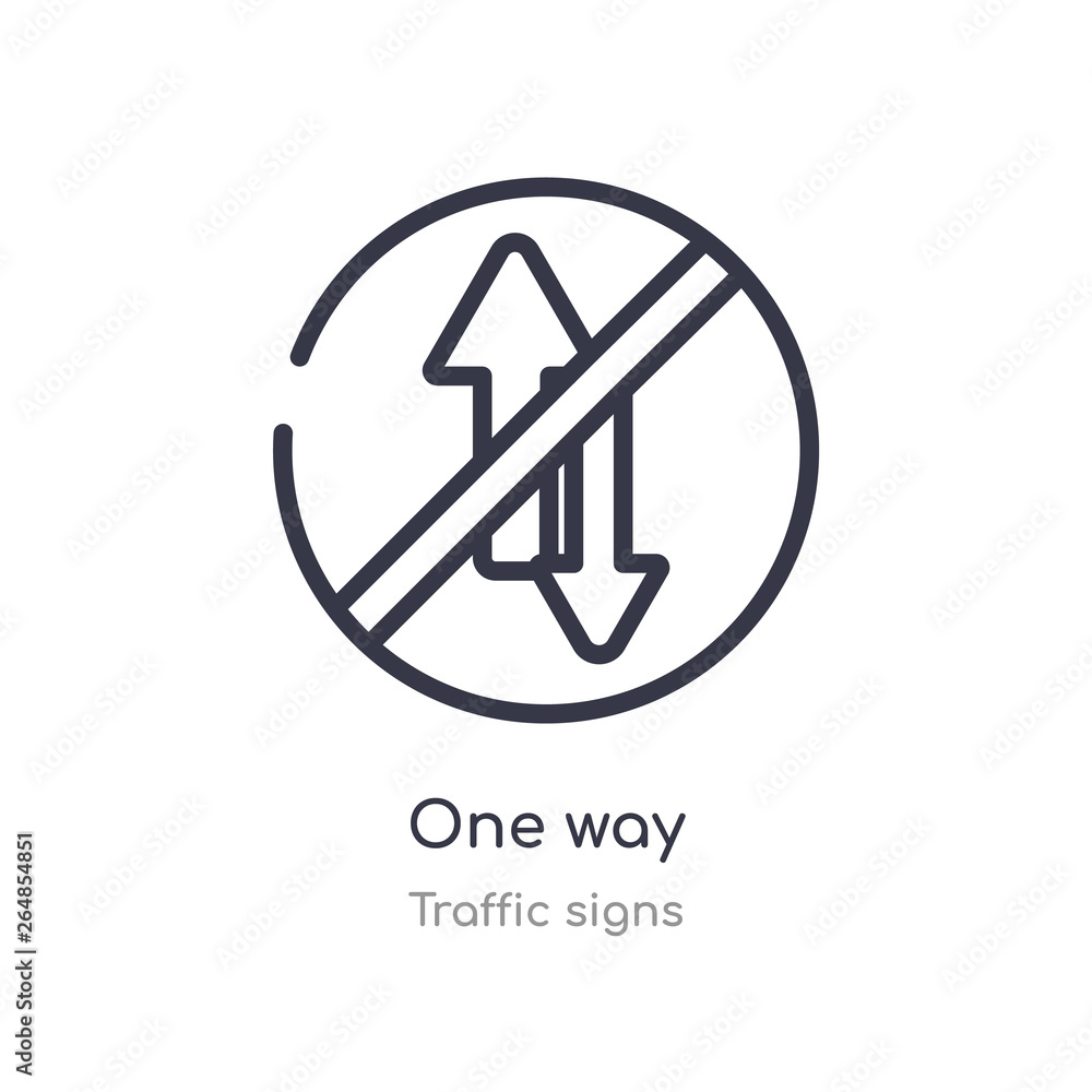 one way outline icon. isolated line vector illustration from traffic signs collection. editable thin stroke one way icon on white background one way outline icon. isolated line vector illustration from traffic signs collection. editable thin stroke one way icon on white background