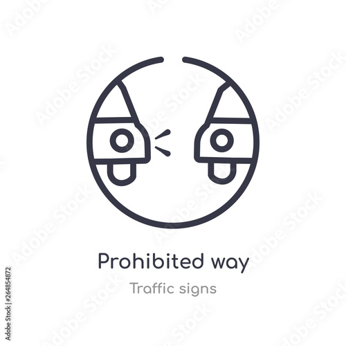 prohibited way outline icon. isolated line vector illustration from traffic signs collection. editable thin stroke prohibited way icon on white background