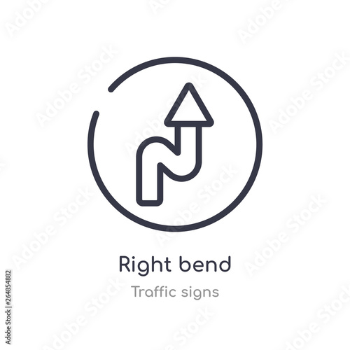 Free Download right bend outline icon. isolated line vector illustration from traffic signs collection. editable thin stroke right bend icon on white background - GFXLoad