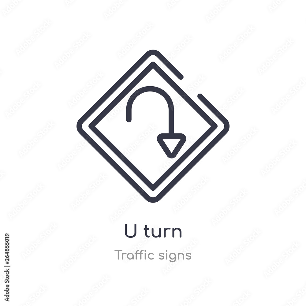 u turn outline icon. isolated line vector illustration from traffic signs collection. editable thin stroke u turn icon on white background u turn outline icon. isolated line vector illustration from traffic signs collection. editable thin stroke u turn icon on white background