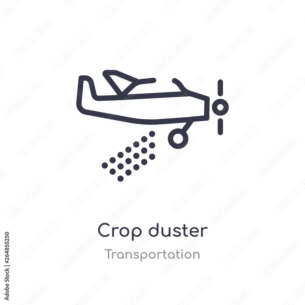 crop duster outline icon. isolated line vector illustration from transportation collection. editable thin stroke crop duster icon on white background