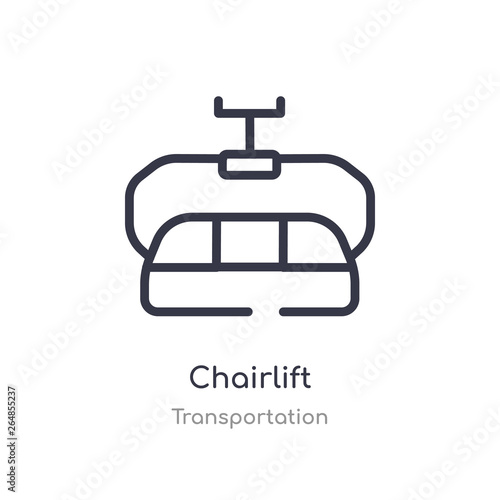 chairlift outline icon. isolated line vector illustration from transportation collection. editable thin stroke chairlift icon on white background