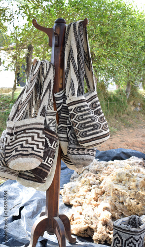 Mochila wayuu artesanal hecha con lana de oveja Stock Photo Adobe Stock