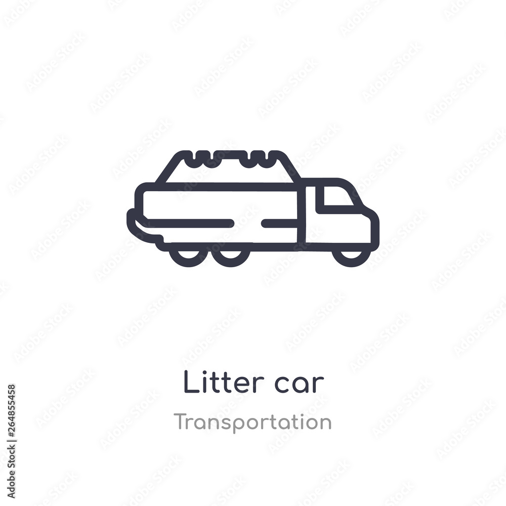 litter car outline icon. isolated line vector illustration from transportation collection. editable thin stroke litter car icon on white background