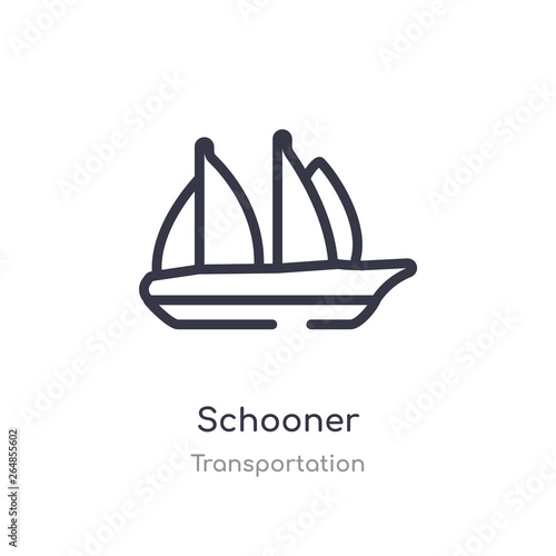 schooner outline icon. isolated line vector illustration from transportation collection. editable thin stroke schooner icon on white background