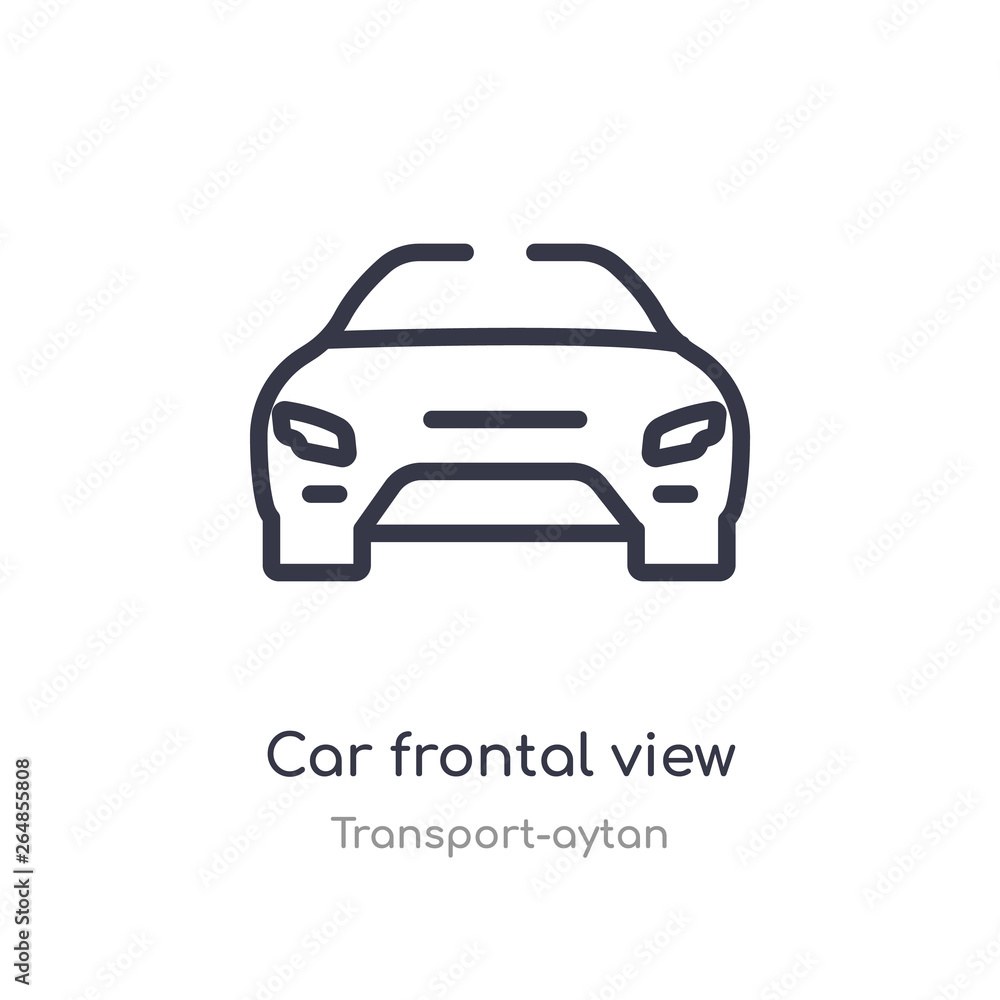 car frontal view outline icon. isolated line vector illustration from transport-aytan collection. editable thin stroke car frontal view icon on white background