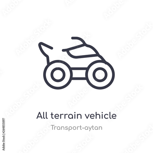 all terrain vehicle outline icon. isolated line vector illustration from transport-aytan collection. editable thin stroke all terrain vehicle icon on white background