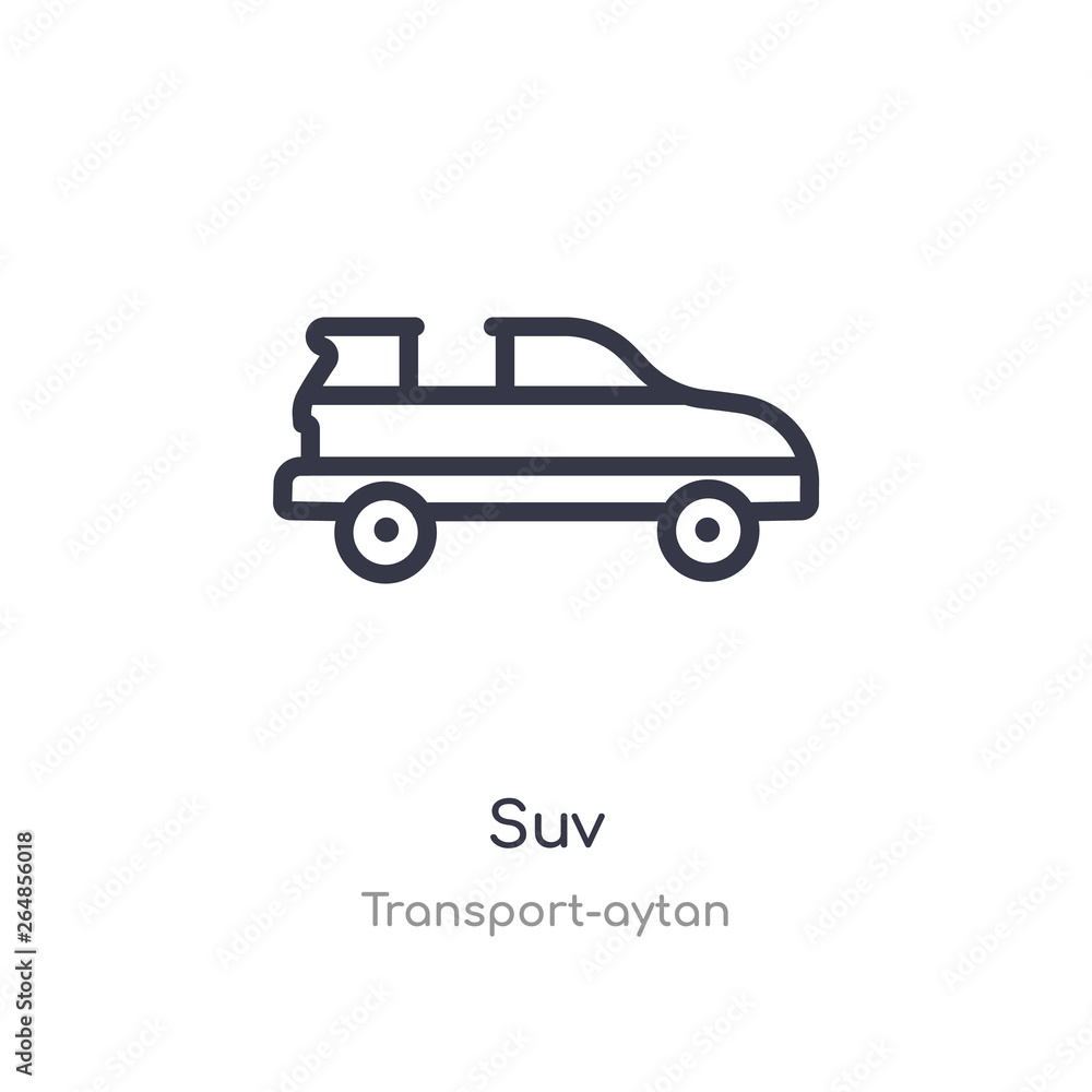 suv outline icon. isolated line vector illustration from transport-aytan collection. editable thin stroke suv icon on white background