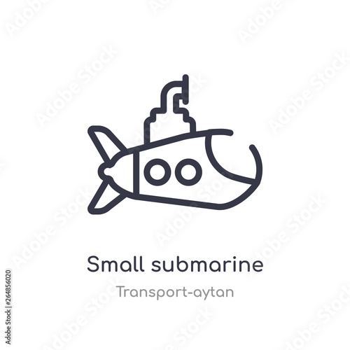 small submarine outline icon. isolated line vector illustration from transport-aytan collection. editable thin stroke small submarine icon on white background