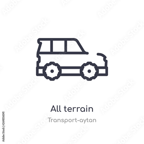 all terrain outline icon. isolated line vector illustration from transport-aytan collection. editable thin stroke all terrain icon on white background