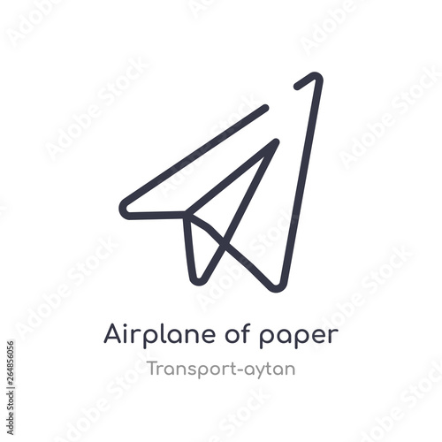 airplane of paper sheet outline icon. isolated line vector illustration from transport-aytan collection. editable thin stroke airplane of paper sheet icon on white background
