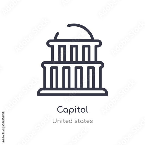 capitol outline icon. isolated line vector illustration from united states collection. editable thin stroke capitol icon on white background