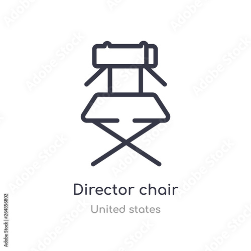 director chair outline icon. isolated line vector illustration from united states collection. editable thin stroke director chair icon on white background