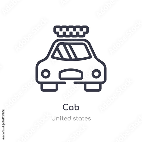 cab outline icon. isolated line vector illustration from united states collection. editable thin stroke cab icon on white background
