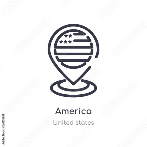 america outline icon. isolated line vector illustration from united states collection. editable thin stroke america icon on white background