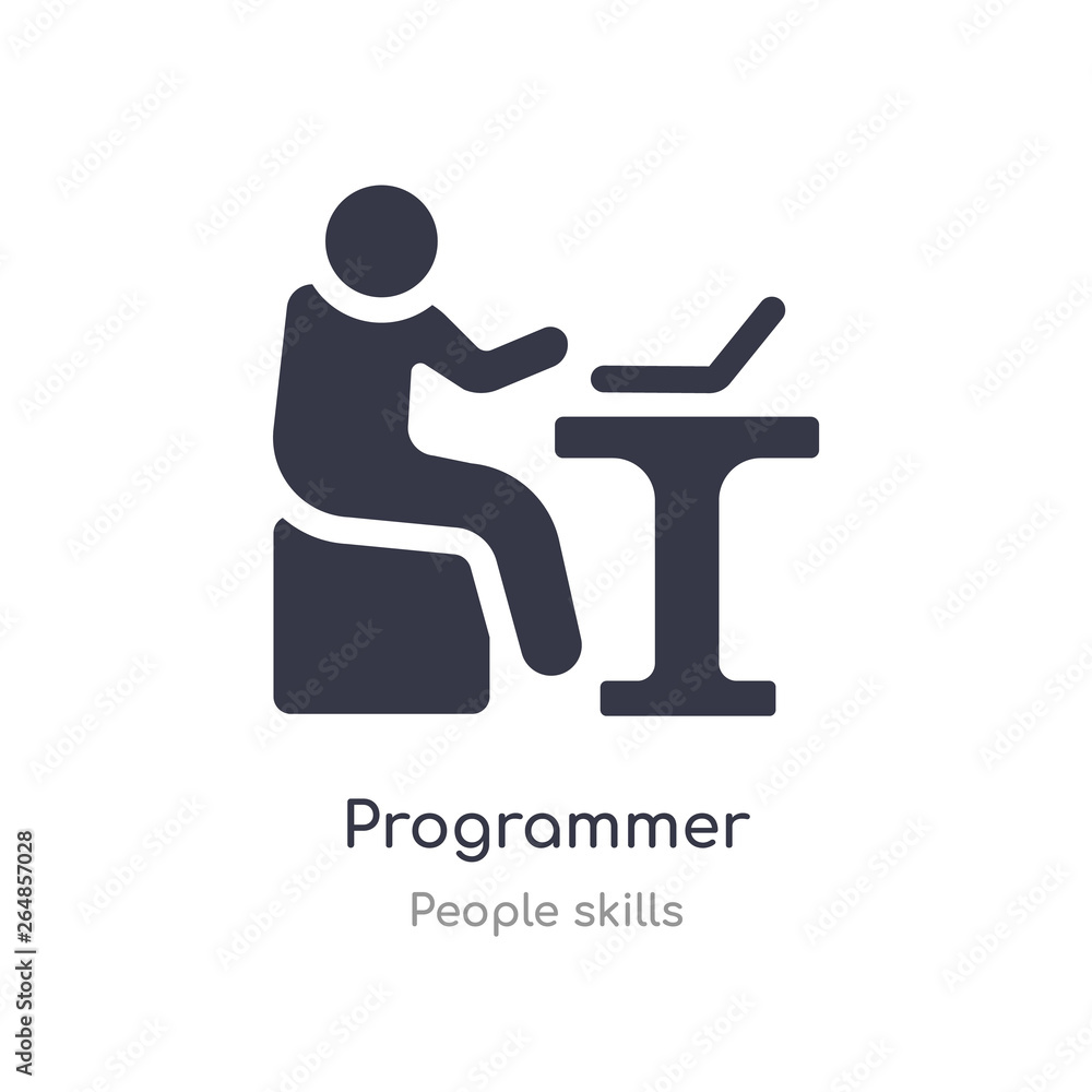 programmer outline icon. isolated line vector illustration from people skills collection. editable thin stroke programmer icon on white background programmer outline icon. isolated line vector illustration from people skills collection. editable thin stroke programmer icon on white background