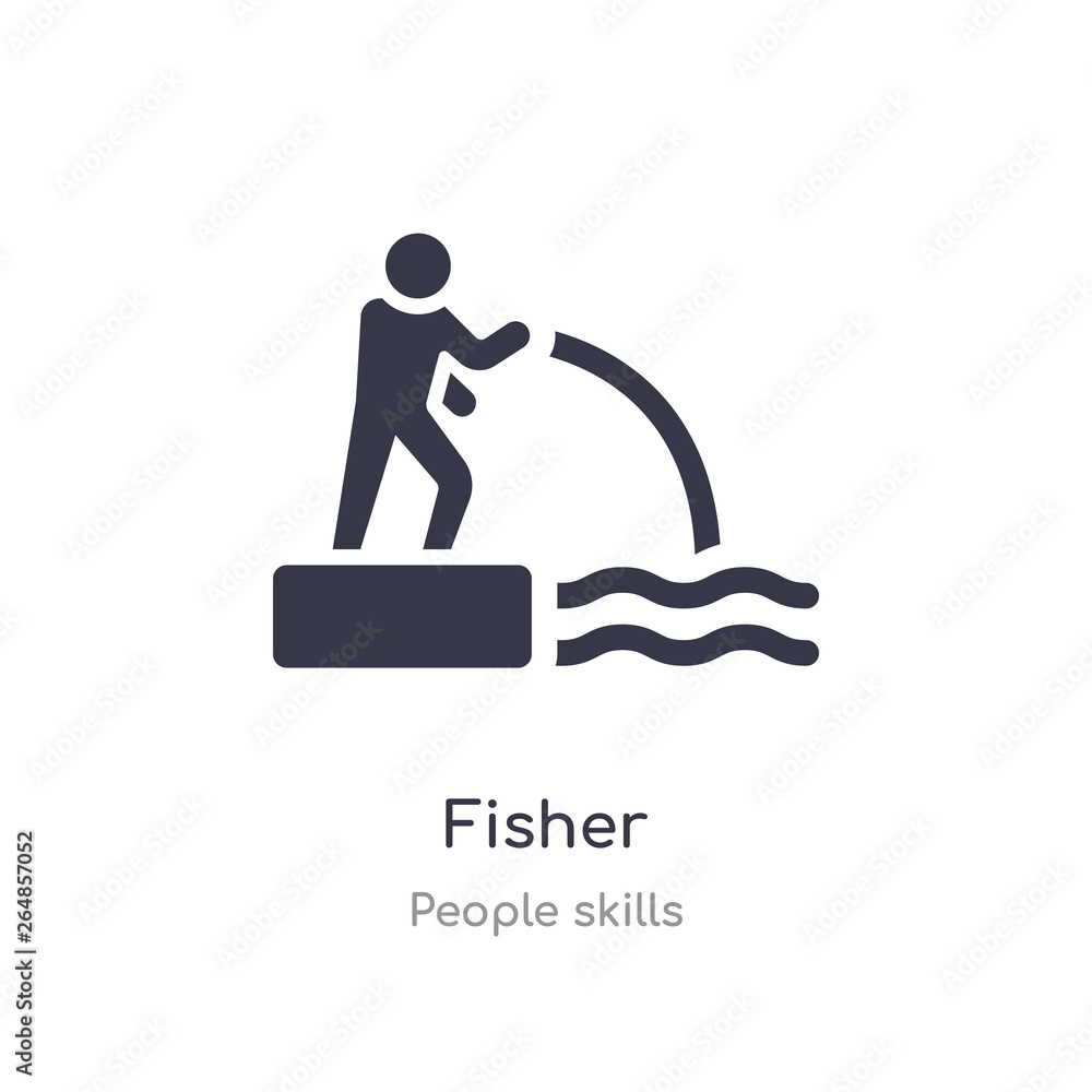fisher outline icon. isolated line vector illustration from people skills collection. editable thin stroke fisher icon on white background