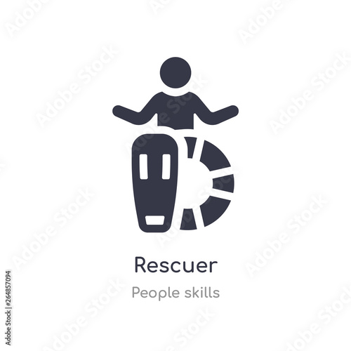 rescuer outline icon. isolated line vector illustration from people skills collection. editable thin stroke rescuer icon on white background