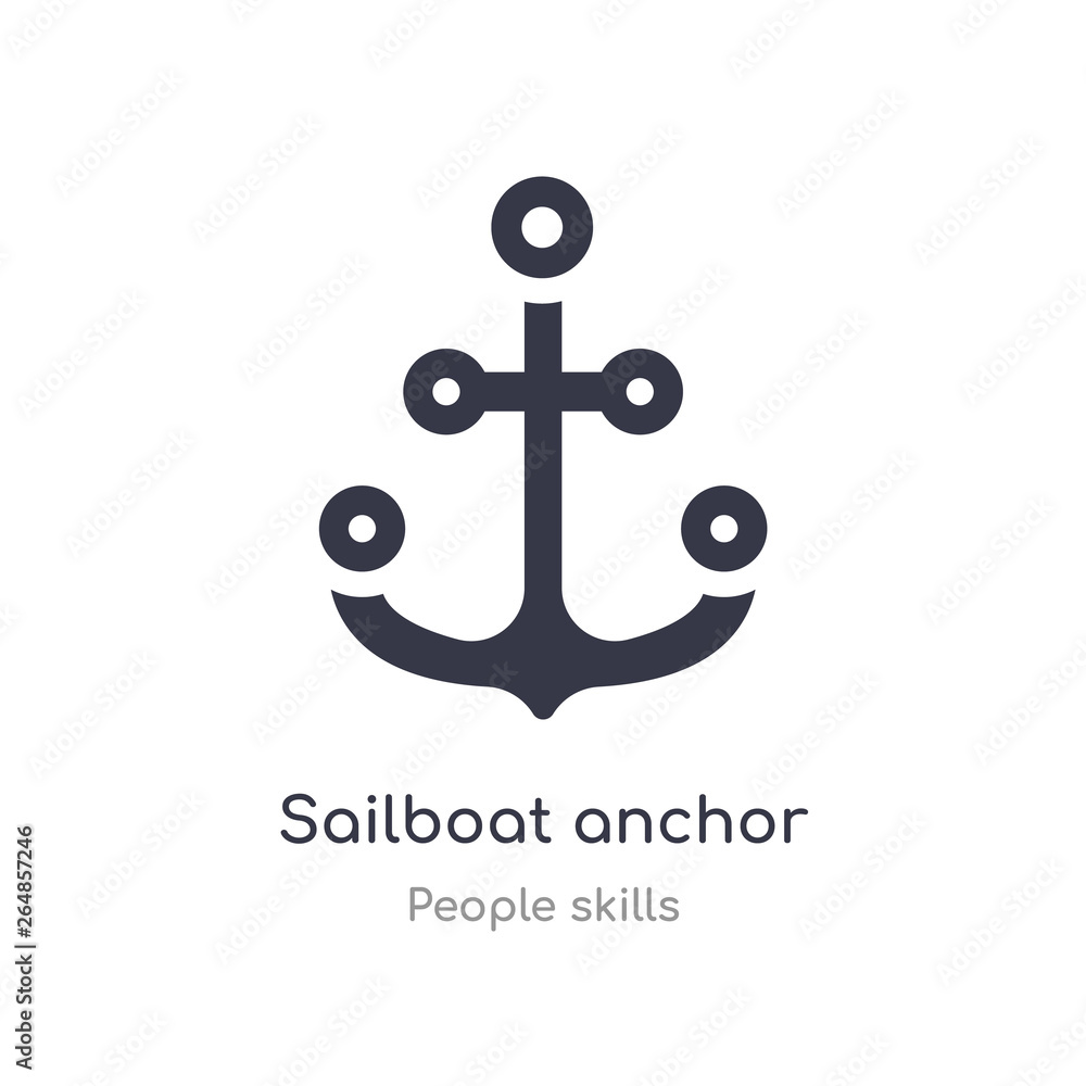 sailboat anchor outline icon. isolated line vector illustration from people skills collection. editable thin stroke sailboat anchor icon on white background sailboat anchor outline icon. isolated line vector illustration from people skills collection. editable thin stroke sailboat anchor icon on white background