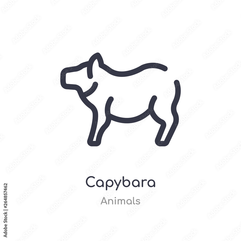capybara outline icon. isolated line vector illustration from animals collection. editable thin stroke capybara icon on white background