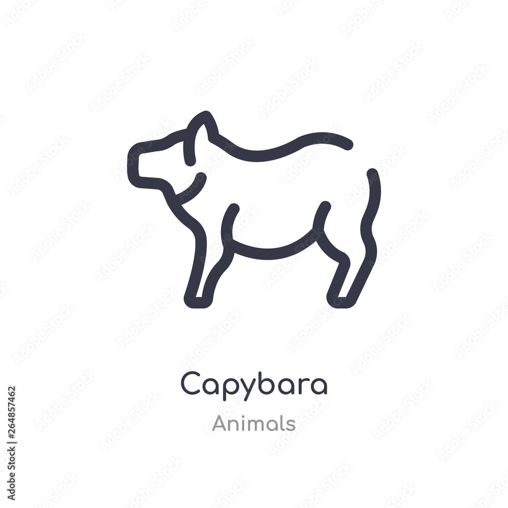 capybara outline icon. isolated line vector illustration from animals collection. editable thin stroke capybara icon on white background capybara outline icon. isolated line vector illustration from animals collection. editable thin stroke capybara icon on white background