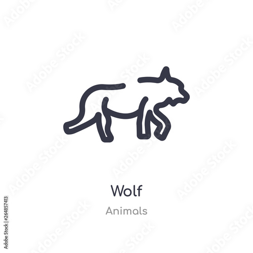 wolf outline icon. isolated line vector illustration from animals collection. editable thin stroke wolf icon on white background