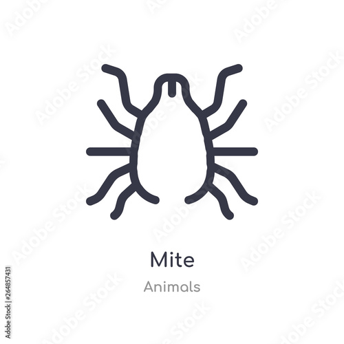 mite outline icon. isolated line vector illustration from animals collection. editable thin stroke mite icon on white background