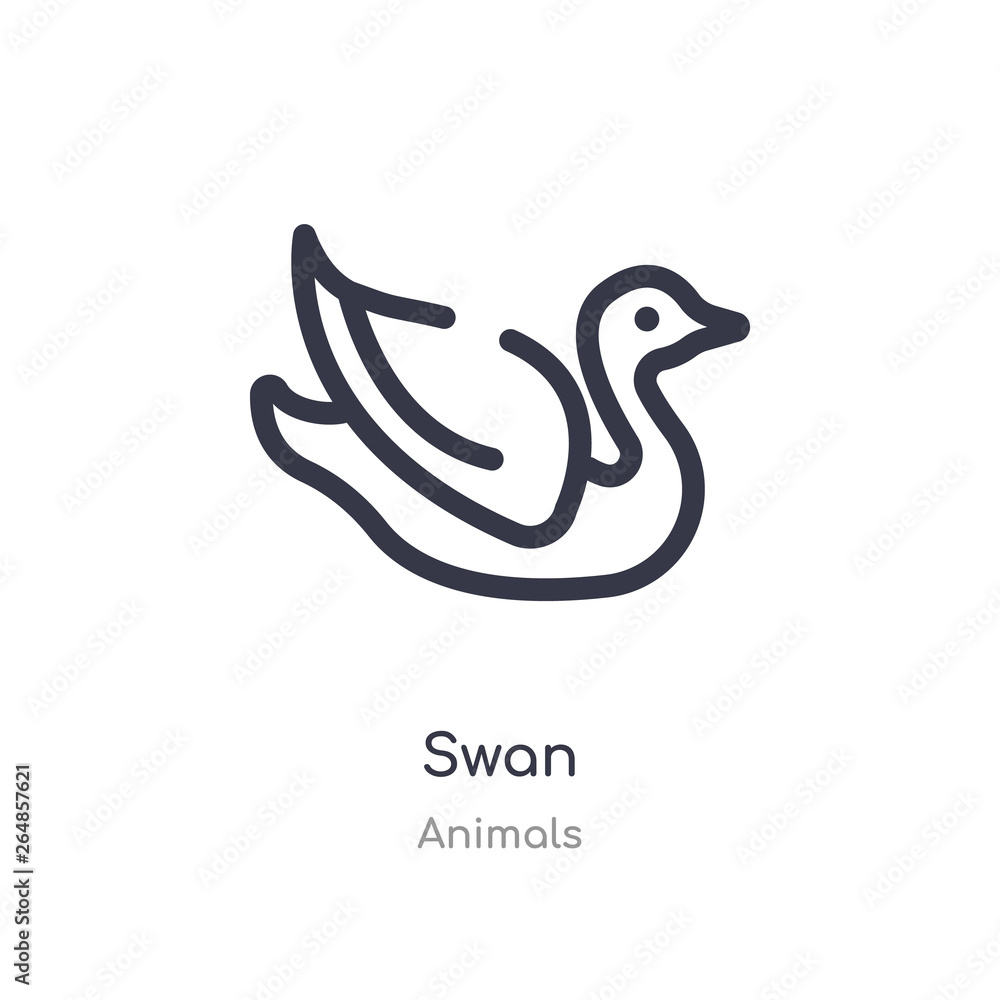 Obraz premium swan outline icon. isolated line vector illustration from animals collection. editable thin stroke swan icon on white background