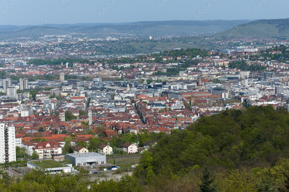 View over Stuttgart, Germany from viewpoint Birkenkopf