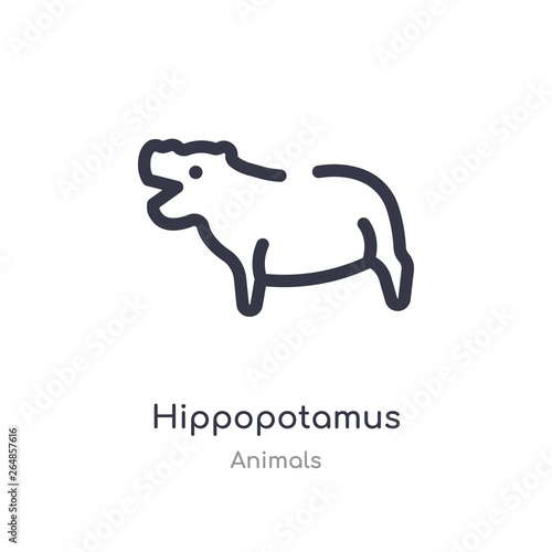 hippopotamus outline icon. isolated line vector illustration from animals collection. editable thin stroke hippopotamus icon on white background