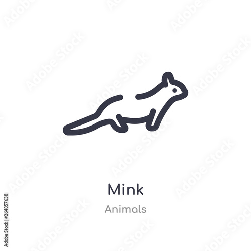 mink outline icon. isolated line vector illustration from animals collection. editable thin stroke mink icon on white background photo