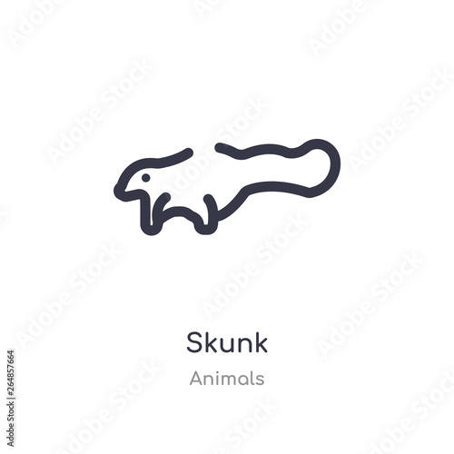 skunk outline icon. isolated line vector illustration from animals collection. editable thin stroke skunk icon on white background
