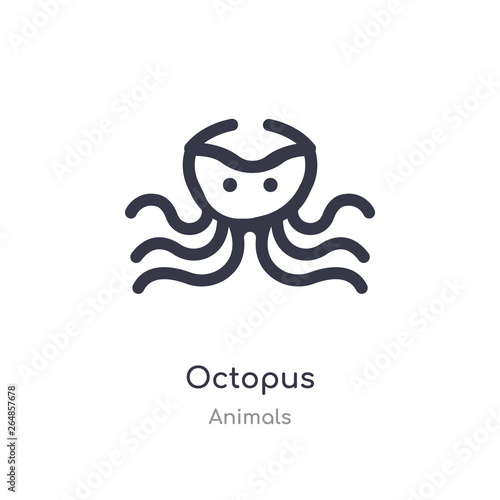 octopus outline icon. isolated line vector illustration from animals collection. editable thin stroke octopus icon on white background