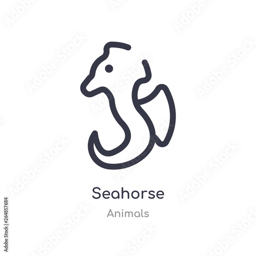 seahorse outline icon. isolated line vector illustration from animals collection. editable thin stroke seahorse icon on white background