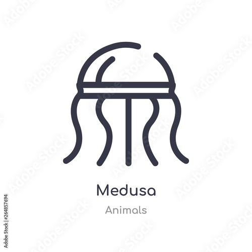 medusa outline icon. isolated line vector illustration from animals collection. editable thin stroke medusa icon on white background photo