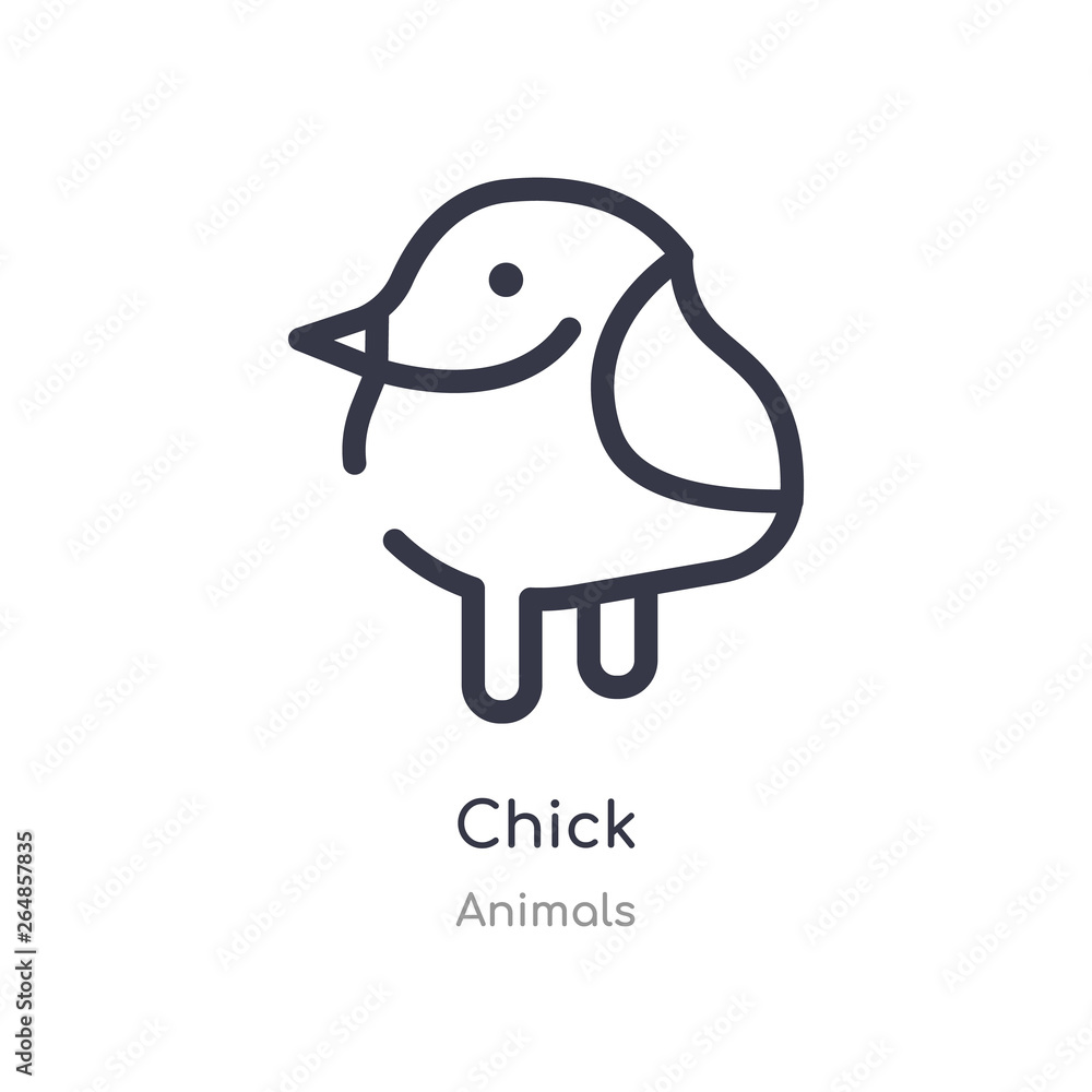 chick outline icon. isolated line vector illustration from animals collection. editable thin stroke chick icon on white background chick outline icon. isolated line vector illustration from animals collection. editable thin stroke chick icon on white background