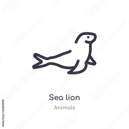 sea lion outline icon. isolated line vector illustration from animals collection. editable thin stroke sea lion icon on white background