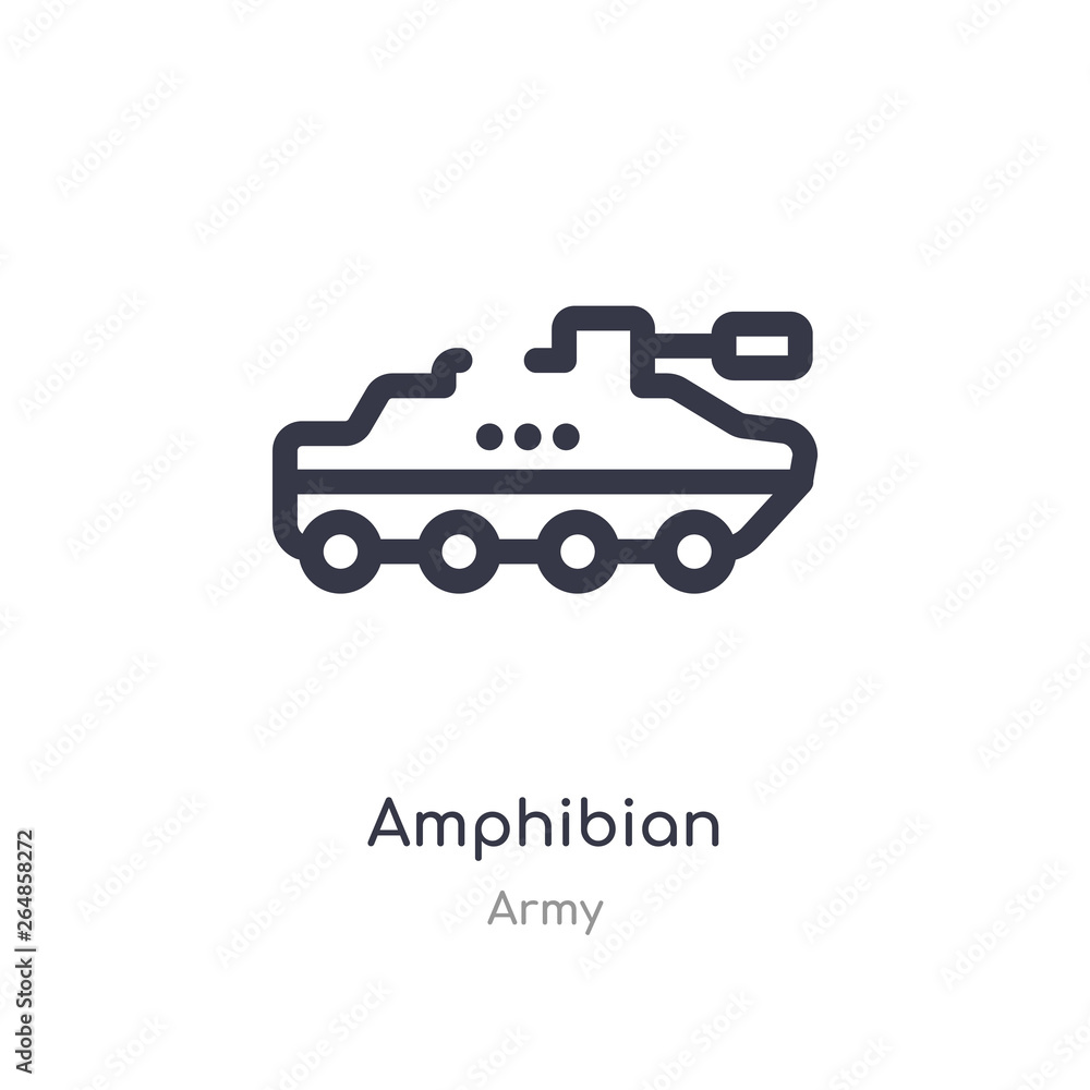 amphibian outline icon. isolated line vector illustration from army collection. editable thin stroke amphibian icon on white background