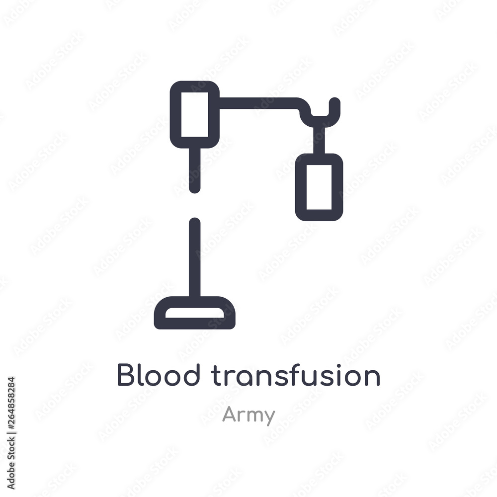 blood transfusion outline icon. isolated line vector illustration from army collection. editable thin stroke blood transfusion icon on white background