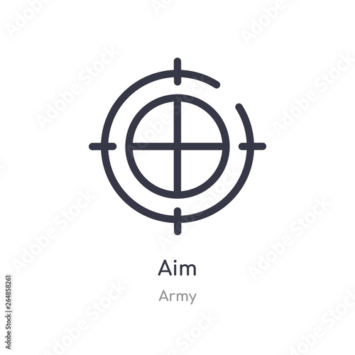 aim outline icon. isolated line vector illustration from army collection. editable thin stroke aim icon on white background