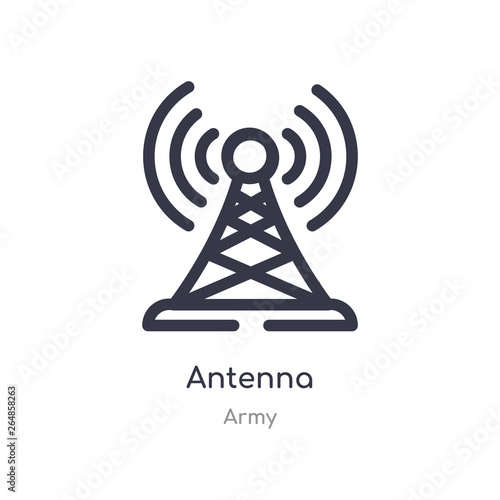 antenna outline icon. isolated line vector illustration from army collection. editable thin stroke antenna icon on white background