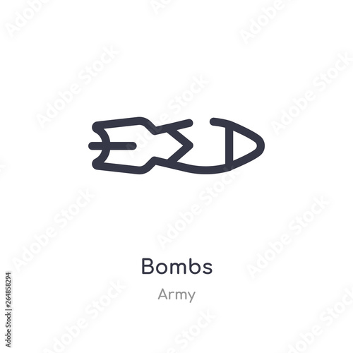 bombs outline icon. isolated line vector illustration from army collection. editable thin stroke bombs icon on white background