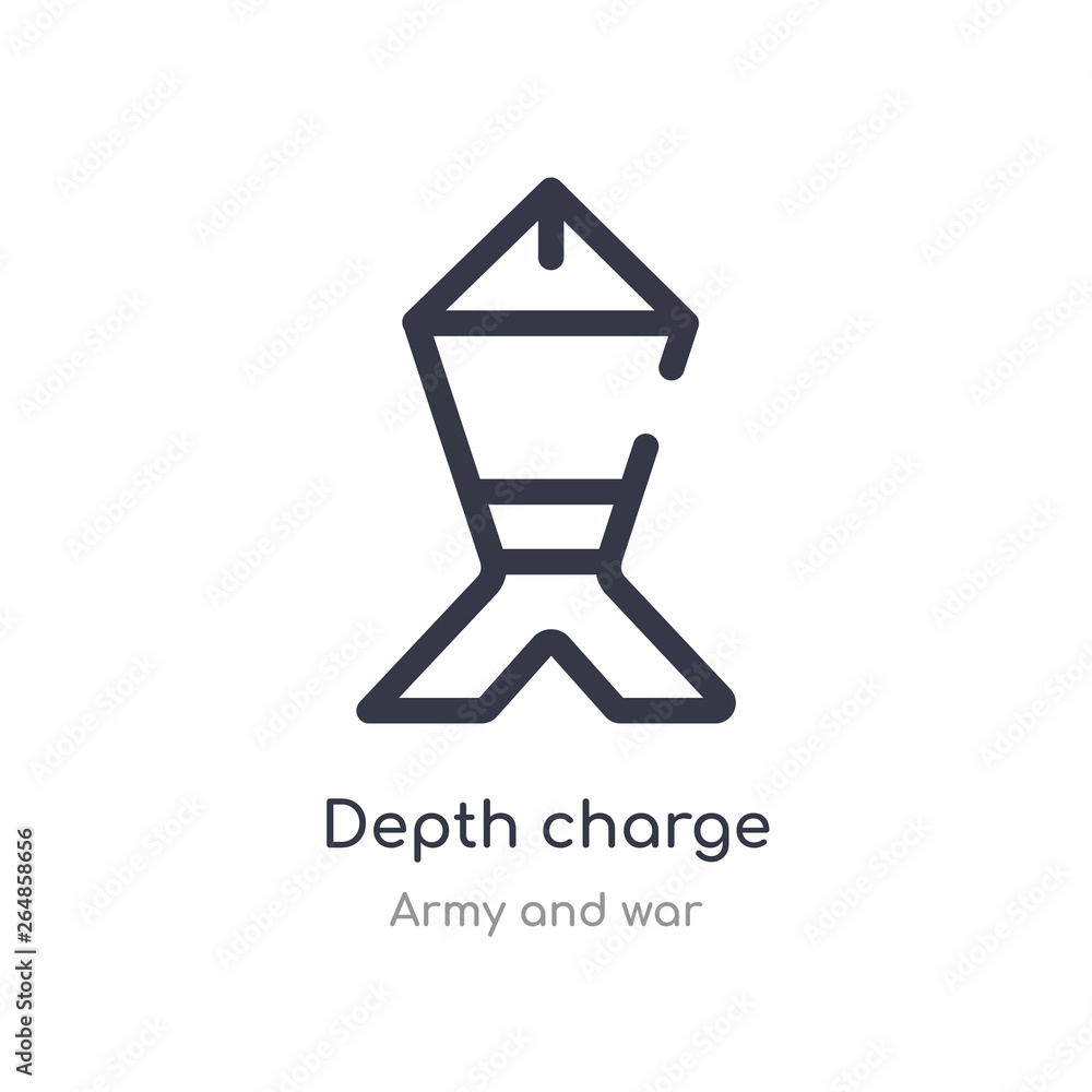 depth charge outline icon. isolated line vector illustration from army