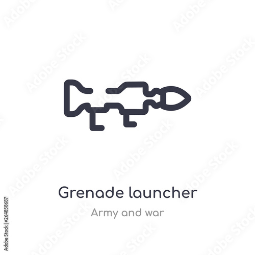 grenade launcher outline icon. isolated line vector illustration from army and war collection. editable thin stroke grenade launcher icon on white background