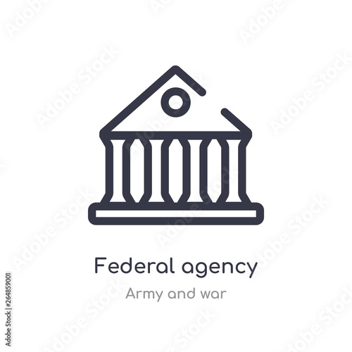 federal agency outline icon. isolated line vector illustration from army and war collection. editable thin stroke federal agency icon on white background